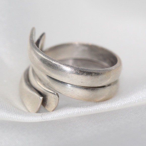 MEXICO Vintage Sterling Silver - Wrap-Around Modernist Ring - size 5.5 - Picture 4 of 5